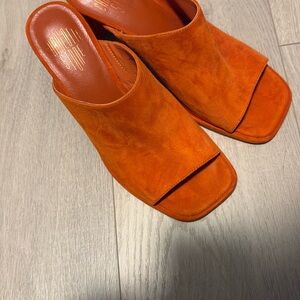 Orange Suede Women's Mules